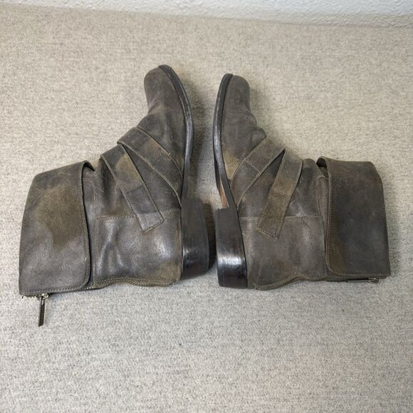 Kors Michael Kors Boots 9 Women Brown Leather Moto Buckle Distressed Y2K Boho - Picture 5 of 9